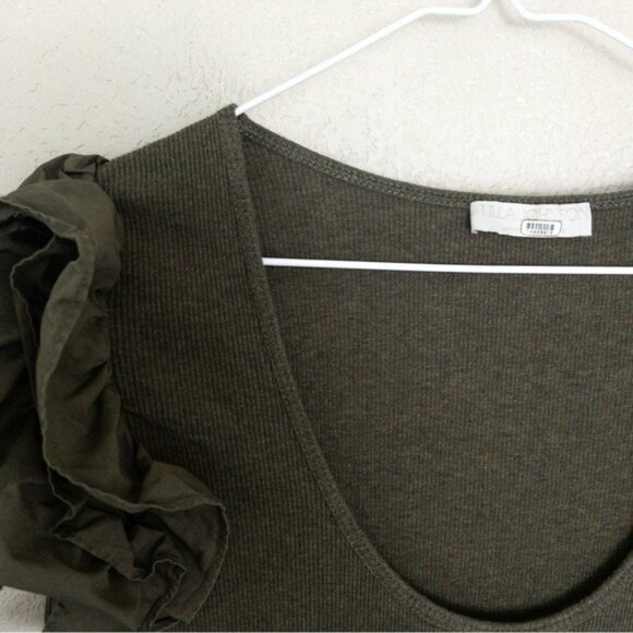 Ulla Johnson Isabella Ruffle Dress XL Military Melange Draped Midi Green - Picture 7 of 13